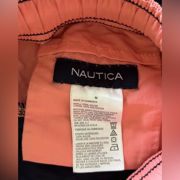 Men’s Nautica Swimsuit Board Shorts Size Medium Navy Stripes Vintage EUC - Picture 3 of 6